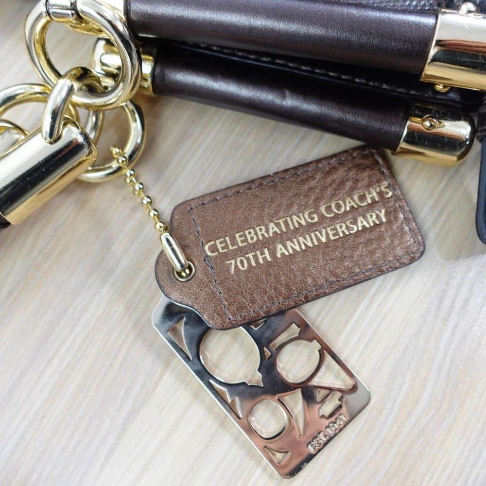 VINTAGE‎ Coach Bag Brown Leather Shoulder Lizard Chain RARE 70TH ANNIVERSARY - Picture 13 of 16